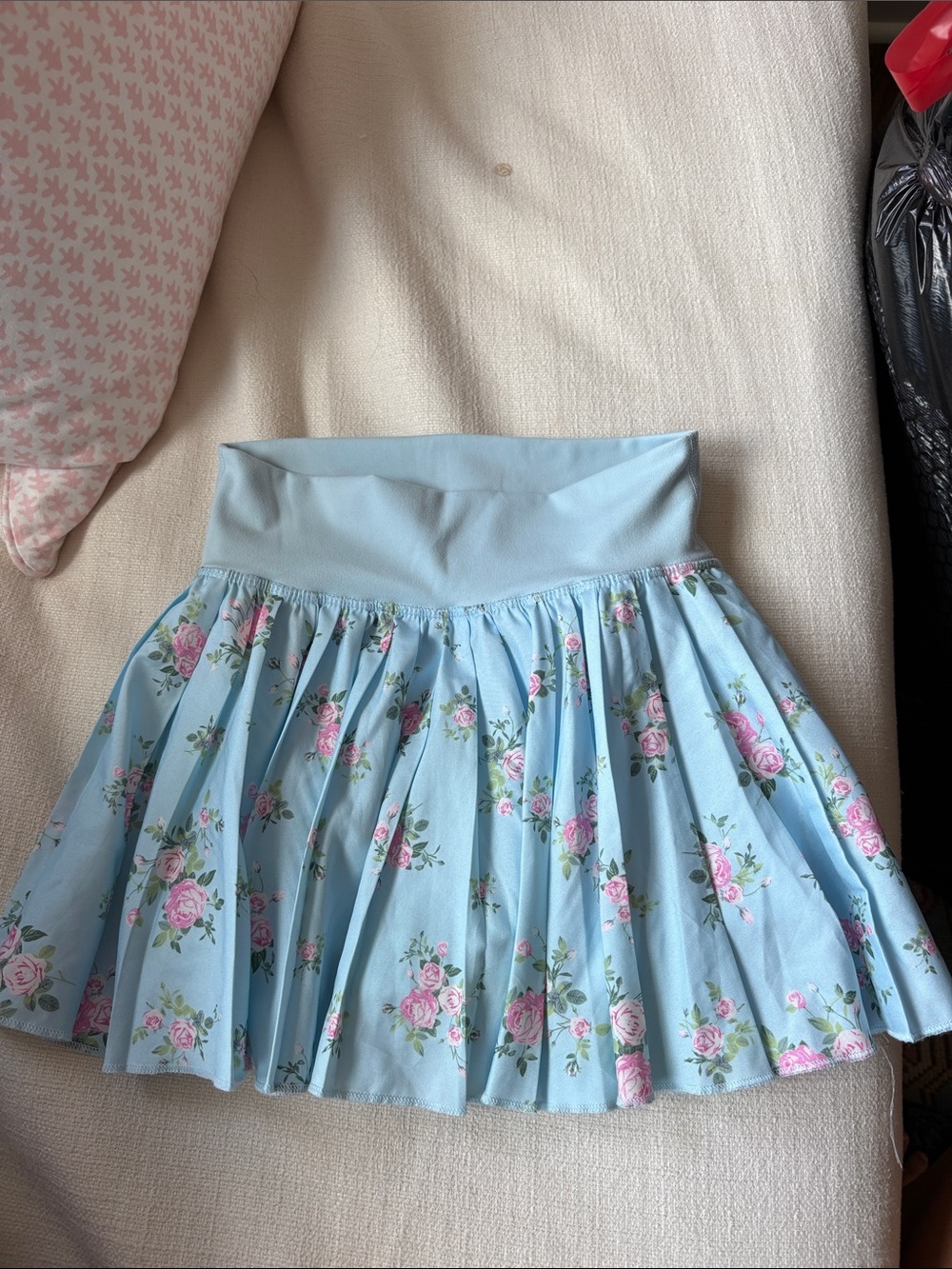 Women’s Light Blue Floral Circle Skirt